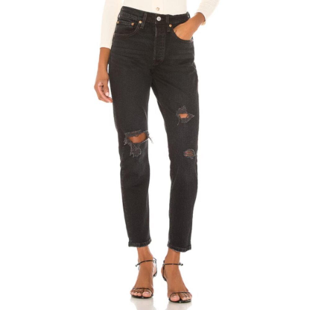 Levi's Womens 27 Distressed 501 Skinny Dark Wash Jeans CN